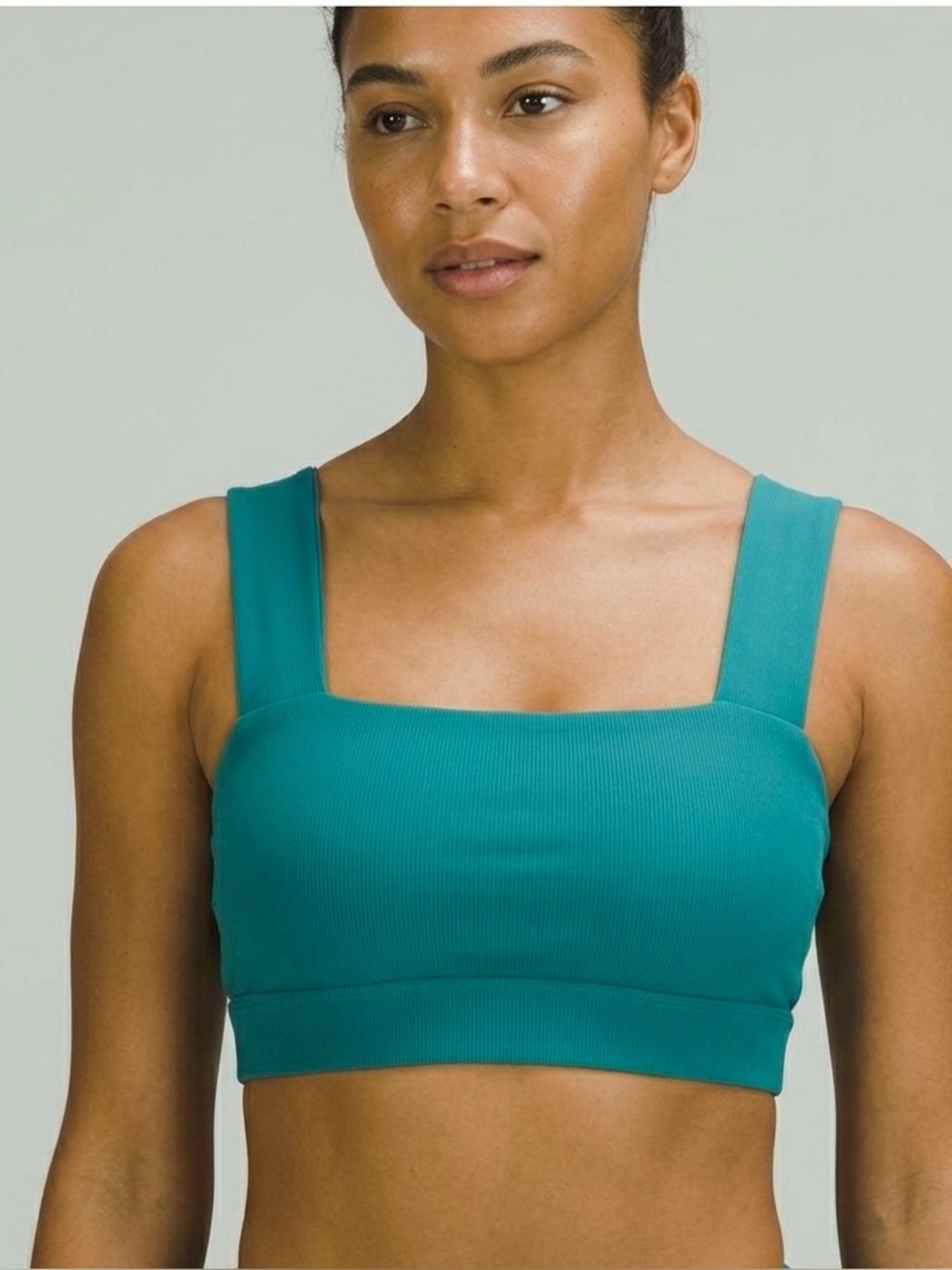 NWT Wilo The Label Ribbed Bandeau Sports Bra Crop Top Everlade Teal L
